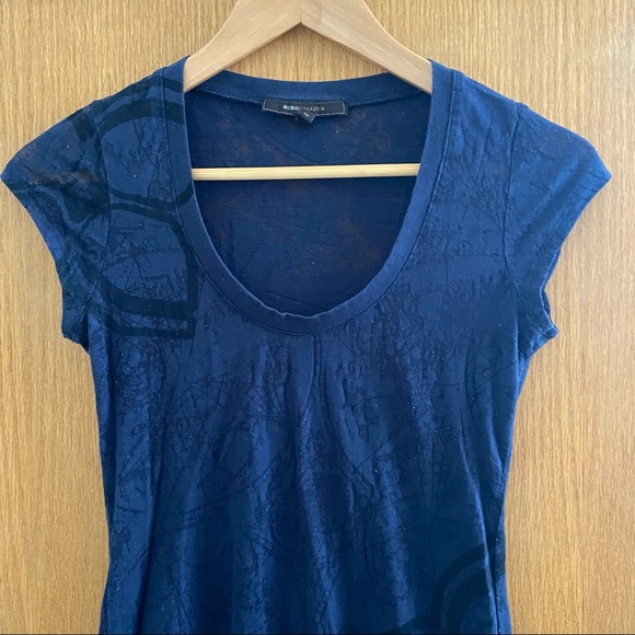 BCBGMAXAZRIA • Patterned Burnout Scoop Neck Tee - Size XS - Picture 7 of 16